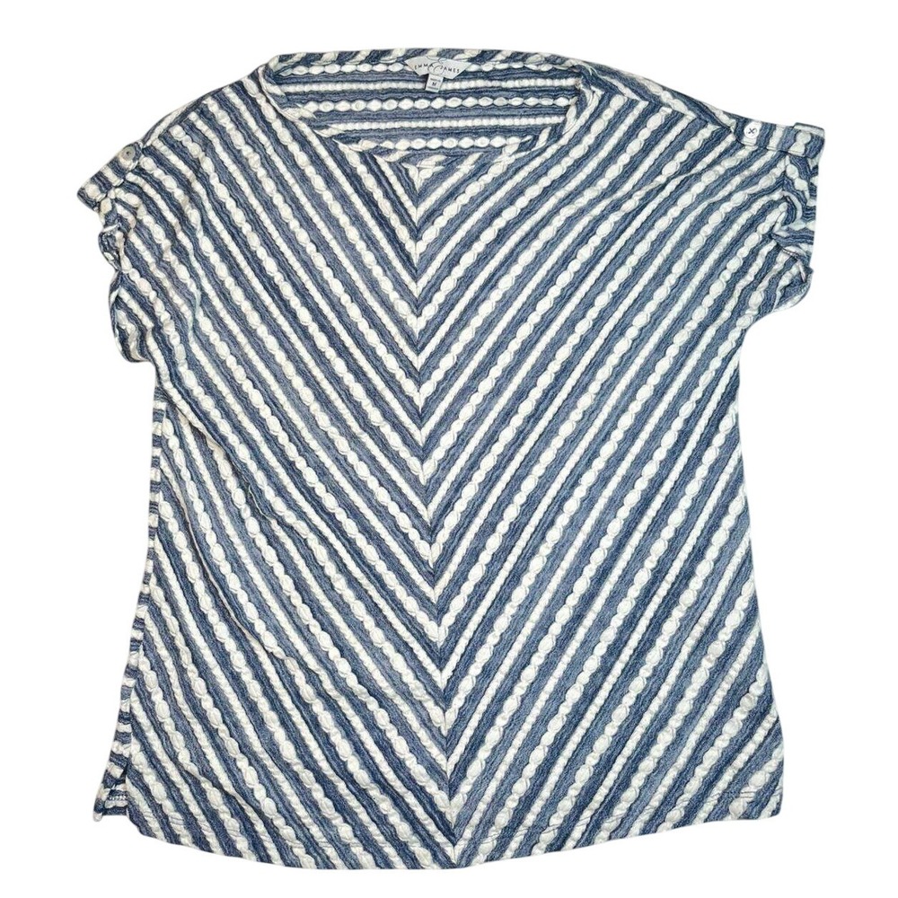 Vintage 90s Emma James‎ Striped Chevron Top - Blue and White Medium
